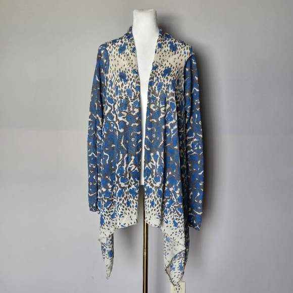 Zadig & Voltaire Linen Blend Boho Animal Print Open Front Cardigan O/S - Picture 1 of 11